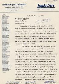 Carta de Agustín Carcagente, Alberto Uriarte y Jesús González Malo a Carlos Esplá. Nueva York, 21 de febrero de 1962