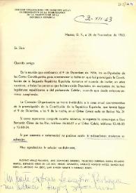Carta de Bernardo Giner de los Ríos a Esplá sobre la conmemoración de la República. México, 25 de noviembre de 1963 