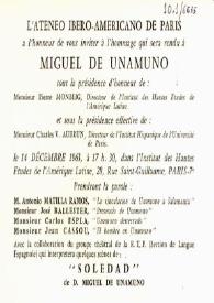 Homenaje a Unamuno. Conferencias de Antonio Matilla Ramos, José Ballester, Carlos Esplá y Jean Cassou