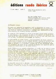 Carta firmada de José Martínez, de la Sociedad Ruedo Ibérico a Carlos Esplá. París, 28 de diciembre de 1964