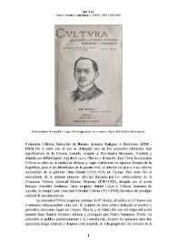 Colección Cvltvra. Selección de Buenos Autores Antiguos y Modernos (1916 - 1923) [Semblanza]