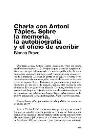 Charla con Antoni Tàpies. Sobre la memoria, la autobiografía y el oficio de escribir