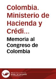 Memoria al Congreso de Colombia