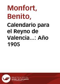 Calendario para el Reyno de Valencia.. Año 1905