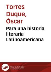 Para una historia literaria Latinoamericana