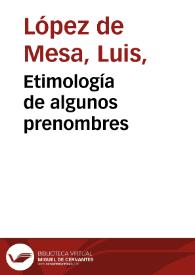 Etimología de algunos prenombres