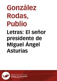 Letras: El señor presidente de Miguel Ángel Asturias