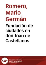 Fundación de ciudades en don Joan de Castellanos