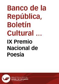 IX Premio Nacional de Poesía