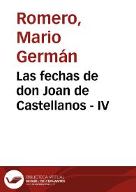 Las fechas de don Joan de Castellanos - IV
