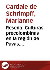 Reseña: Culturas precolombinas en la región de Pavas, Colombia: hallazgos arqueológicos y datos etnohistóricos.
