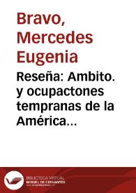 Reseña: Ambito. y ocupactones tempranas de la América tropical