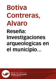 Reseña: Investigaciones arqueologicas en el municipio de Zipacon Cundinamarca