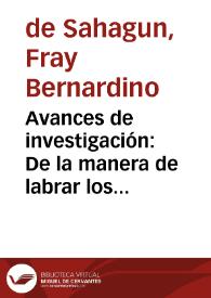 Avances de investigación: De la manera de labrar los plateros