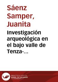Investigación arqueológica en el bajo valle de Tenza- Boyacá