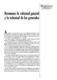 Rousseau: la voluntad general y la voluntad de los generales