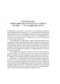 Introducción: “Rubén Darío ha muerto en sus tierras de oro…”. Centenario del poeta