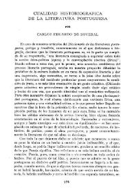 Cualidad historiográfica de la literatura portuguesa