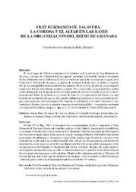 Fray Hernando de Talavera: La corona y el altar en las bases de la organización del Reino de Granada