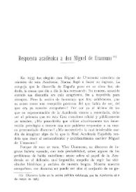 Respuesta académica a Don Miguel de Unamuno