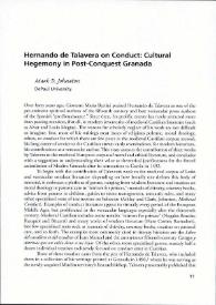 Hernando de Talavera on Conduct: Cultural Hegemony in Post-Conquest Granada