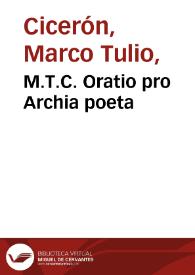 M.T.C. Oratio pro Archia poeta