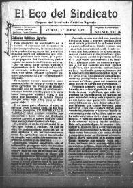 El Eco del Sindicato : órgano del Sindicato Católico Agrario (Villena). Núm. 4, 1 de marzo de 1921