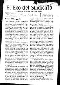 El Eco del Sindicato : órgano del Sindicato Católico Agrario (Villena). Núm. 6, 1 de abril de 1921