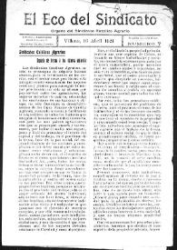 El Eco del Sindicato : órgano del Sindicato Católico Agrario (Villena). Núm. 7, 16 de abril de 1921