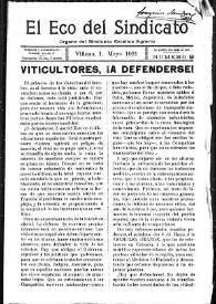 El Eco del Sindicato : órgano del Sindicato Católico Agrario (Villena). Núm. 8, 1 de mayo de 1921