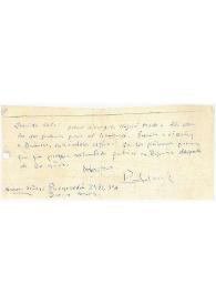Carta de Rafael Alberti a Camilo José Cela. Buenos Aires, octubre de 1958