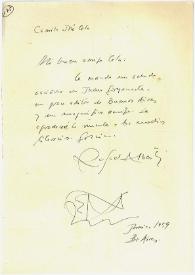 Carta de Rafael Alberti a Camilo José Cela. Buenos Aires, junio de 1959
