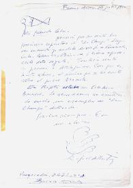Carta de Rafael Alberti a Camilo José Cela. Buenos Aires, 14 de julio de 1959
