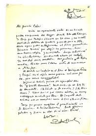 Carta de Rafael Alberti a Camilo José Cela. Roma, 16 de octubre de 1965
