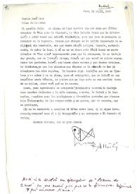 Carta de Rafael Alberti a Camilo José Cela. Roma, 22 de abril de 1969
