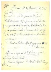 Carta de Jorge Guillén a Camilo José Cela. Florencia, 18 de diciembre de 1958
