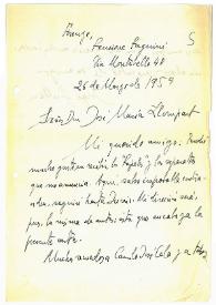 Carta de Jorge Guillén a José María Llompart. Firenze, 26 de marzo de 1959 
