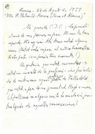 Carta de Jorge Guillén a Camilo José Cela. Provins, 24 de agosto de 1959
