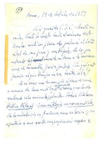Carta de Jorge Guillén a Camilo José Cela. Roma, 19 de octubre de 1959
