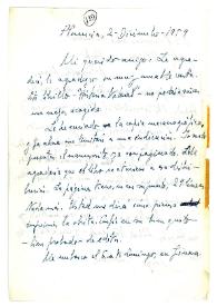 Carta de Jorge Guillén a Camilo José Cela. Florencia, 2 de diciembre de 1959
