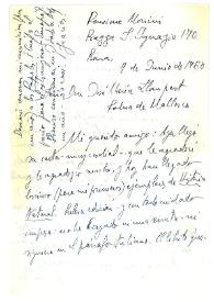 Carta de Jorge Guillén a José María Llompart. Roma, 7 de junio de 1960
