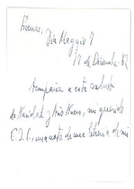 Carta de Jorge Guillén a Camilo José Cela. Firenze, 17 de diciembre de 1962

