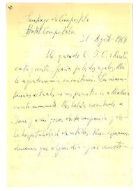 Carta de Jorge Guillén a Camilo José Cela. Santiago de Compostela, 31 de agosto de 1964
