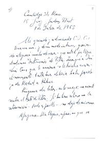 Carta de Jorge Guillén a Camilo José Cela. Cambridge, 7 de julio de 1965
