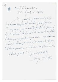Carta de Jorge Guillén a Camilo José Cela. Orleans, 11 de agosto de 1965
