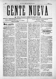 Gente Nueva : Semanario independiente (Elche)

. Año I, núm. 9, 15 de agosto de 1903