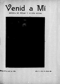 Venid a Mí : revista de piedad y acción social. Núm. 60, 23 de abril de 1921