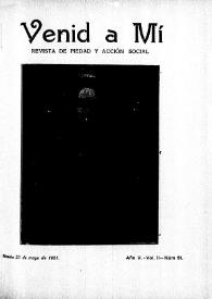 Venid a Mí : revista de piedad y acción social. Núm. 61, 25 de mayo de 1921
