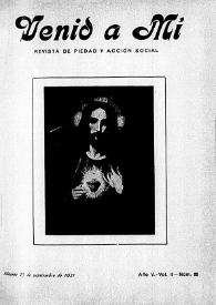Venid a Mí : revista de piedad y acción social. Núm. 65, 25 de septiembre de 1921