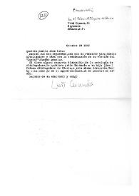Carta de Luis Cernuda a Camilo José Cela. México, 29 de octubre de 1959
